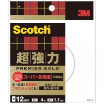 （まとめ） 3M スコッチ 超強力両面テープ プレミアゴールド （スーパー多用途） 12mm×4m SPS-12 1巻 【×5セット】