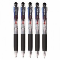 （まとめ） トンボ鉛筆 3色油性ボールペン リポーター3 0.7mm （軸色 透明） 業務用パック BC-TRC205P 1箱（5本） 【×4セット】