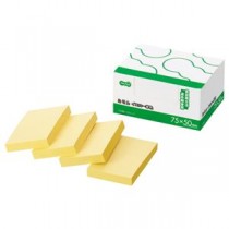 （まとめ） TANOSEE ふせん ノート長方形 75×50mm イエロー 1パック（10冊） 【×5セット】