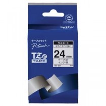 （まとめ） ブラザー BROTHER ピータッチ TZeテープ ラミネートテープ 24mm 白／黒文字 TZE-251 1個 【×6セット】