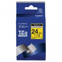 （まとめ） ブラザー BROTHER ピータッチ TZeテープ ラミネートテープ 24mm 黄／黒文字 TZE-651 1個 【×6セット】