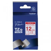 （まとめ） ブラザー BROTHER ピータッチ TZeテープ ラミネートテープ 12mm 白／赤文字 TZE-232 1個 【×4セット】