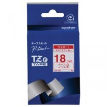 （まとめ） ブラザー BROTHER ピータッチ TZeテープ ラミネートテープ 18mm 白／赤文字 TZE-242 1個 【×6セット】