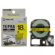 （まとめ） キングジム テプラ PRO テープカートリッジ キレイにはがせるラベル 18mm 黄／黒文字 SC18YE 1個 【×4セット】