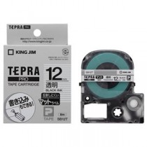 （まとめ） キングジム テプラ PRO テープカートリッジ マットラベル 12mm 透明／黒文字 SB12T 1個 【×5セット】