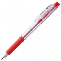 （まとめ） TANOSEE ノック式油性ボールペン ロング芯タイプ 0.7mm 赤 1セット（10本） 【×5セット】