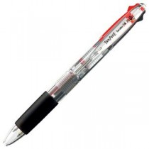 （まとめ） TANOSEE ノック式油性2色ボールペン（なめらかインク） 極細 0.5mm 1セット（10本） 【×3セット】