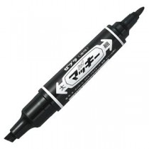 (まとめ) ゼブラ 油性マーカー ハイマッキー 角芯太字+丸芯細字 黒 MO-150-MC-BK 1セット(10本) 【×4セット】