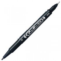 (まとめ) ゼブラ 油性マーカー マッキー極細 丸芯細字+極細 黒 MO-120-MC-BK 1セット(10本) 【×5セット】