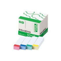（まとめ） TANOSEE ふせん 見出し 50×15mm ホワイト（4色帯入） 1パック（20冊） 【×5セット】
