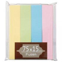 （まとめ） TANOSEE ふせん 75×15mm パステルアソート 1パック（4冊） 【×20セット】