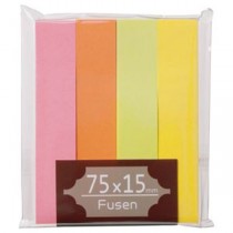 （まとめ） TANOSEE ふせん 75×15mm ブライトアソート 1パック（4冊） 【×20セット】