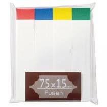 （まとめ） TANOSEE ふせん 75×15mm ホワイト（4色帯入） 1パック（4冊） 【×20セット】