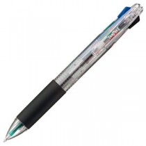 （まとめ） TANOSEE 油性4色ボールペン 0.7mm （軸色 クリア） バネクリップ仕様 1本 【×20セット】