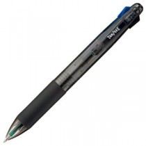 （まとめ） TANOSEE 油性4色ボールペン 0.7mm （軸色 ブラック） バネクリップ仕様 1本 【×20セット】
