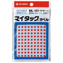 (まとめ) ニチバン マイタック カラーラベル 円型 直径5mm 赤 ML-1411 1パック(1950片：130片×15シート) 【×30セット】
