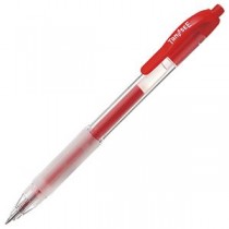 （まとめ） TANOSEE ノック式ゲルインクボールペン 0.5mm 赤 1本 【×60セット】