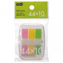 （まとめ） TANOSEE PETふせん ケース付 44×10mm ブライトカラー3色 1セット 【×40セット】