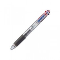 （まとめ） TANOSEE ノック式油性3色ボールペン（なめらかインク） 極細 0.5mm 1本 【×20セット】
