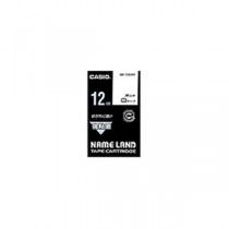 （まとめ） カシオ CASIO ネームランド NAME LAND 強粘着テープ 12mm×5.5m 白／黒文字 XR-12GWE 1個 【×5セット】