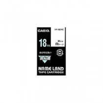 （まとめ） カシオ CASIO ネームランド NAME LAND 強粘着テープ 18mm×5.5m 白／黒文字 XR-18GWE 1個 【×4セット】