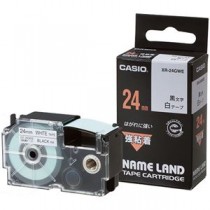 （まとめ） カシオ CASIO ネームランド NAME LAND 強粘着テープ 24mm×5.5m 白／黒文字 XR-24GWE 1個 【×4セット】
