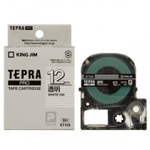（まとめ） キングジム テプラ PRO テープカートリッジ 12mm 透明／白文字 ST12S 1個 【×5セット】