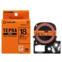 （まとめ） キングジム テプラ PRO テープカートリッジ 18mm 蛍光オレンジ／黒文字 SK18D 1個 【×4セット】