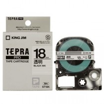 （まとめ） キングジム テプラ PRO テープカートリッジ 18mm 透明／黒文字 ST18K 1個 【×4セット】