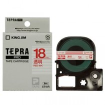 （まとめ） キングジム テプラ PRO テープカートリッジ 18mm 透明／赤文字 ST18R 1個 【×4セット】
