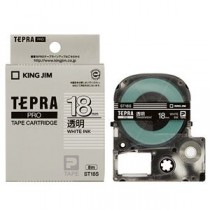 （まとめ） キングジム テプラ PRO テープカートリッジ 18mm 透明／白文字 ST18S 1個 【×4セット】