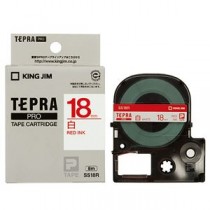 （まとめ） キングジム テプラ PRO テープカートリッジ 18mm 白／赤文字 SS18R 1個 【×4セット】