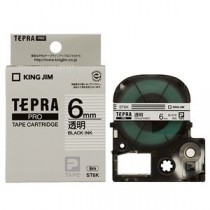 （まとめ） キングジム テプラ PRO テープカートリッジ 6mm 透明／黒文字 ST6K 1個 【×5セット】