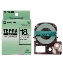 （まとめ） キングジム テプラ PRO テープカートリッジ カラーラベル（パール） 18mm 緑／黒文字 SMP18G 1個 【×4セット】