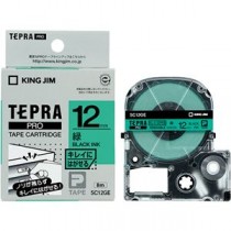 （まとめ） キングジム テプラ PRO テープカートリッジ キレイにはがせるラベル 12mm 緑／黒文字 SC12GE 1個 【×5セット】