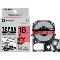 （まとめ） キングジム テプラ PRO テープカートリッジ キレイにはがせるラベル 18mm 赤／黒文字 SC18RE 1個 【×4セット】