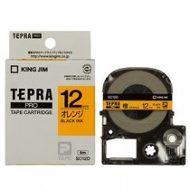 （まとめ） キングジム テプラ PRO テープカートリッジ パステル 12mm オレンジ／黒文字 SC12D 1個 【×5セット】