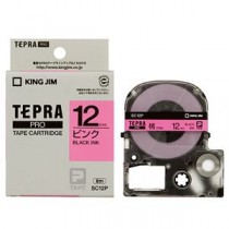 （まとめ） キングジム テプラ PRO テープカートリッジ パステル 12mm ピンク／黒文字 SC12P 1個 【×5セット】