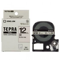 （まとめ） キングジム テプラ PRO テープカートリッジ パステル 12mm 灰色／黒文字 SC12H 1個 【×5セット】