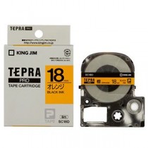 （まとめ） キングジム テプラ PRO テープカートリッジ パステル 18mm オレンジ／黒文字 SC18D 1個 【×4セット】