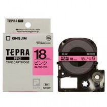 （まとめ） キングジム テプラ PRO テープカートリッジ パステル 18mm ピンク／黒文字 SC18P 1個 【×4セット】
