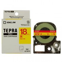 （まとめ） キングジム テプラ PRO テープカートリッジ パステル 18mm 黄／赤文字 SC18YR 1個 【×4セット】