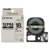（まとめ） キングジム テプラ PRO テープカートリッジ パステル 18mm 灰色／黒文字 SC18H 1個 【×4セット】