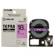 （まとめ） キングジム テプラ PRO テープカートリッジ パステル 18mm 紫／黒文字 SC18V 1個 【×4セット】