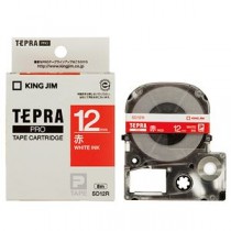 （まとめ） キングジム テプラ PRO テープカートリッジ ビビッド 12mm 赤／白文字 SD12R 1個 【×5セット】