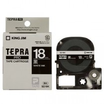 （まとめ） キングジム テプラ PRO テープカートリッジ ビビッド 18mm 黒／白文字 SD18K 1個 【×4セット】