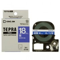 （まとめ） キングジム テプラ PRO テープカートリッジ ビビッド 18mm 青／白文字 SD18B 1個 【×4セット】