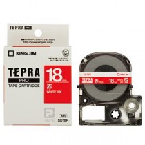 （まとめ） キングジム テプラ PRO テープカートリッジ ビビッド 18mm 赤／白文字 SD18R 1個 【×4セット】