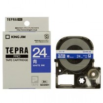 （まとめ） キングジム テプラ PRO テープカートリッジ ビビッド 24mm 青／白文字 SD24B 1個 【×4セット】