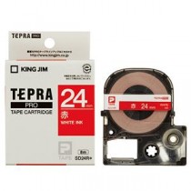 （まとめ） キングジム テプラ PRO テープカートリッジ ビビッド 24mm 赤／白文字 SD24R 1個 【×4セット】